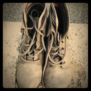 Leather , steampunk style lace combat boots